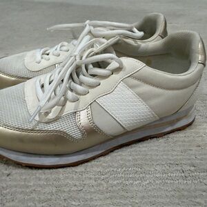 CCOCCI Women's Cream and Gold Sneakers